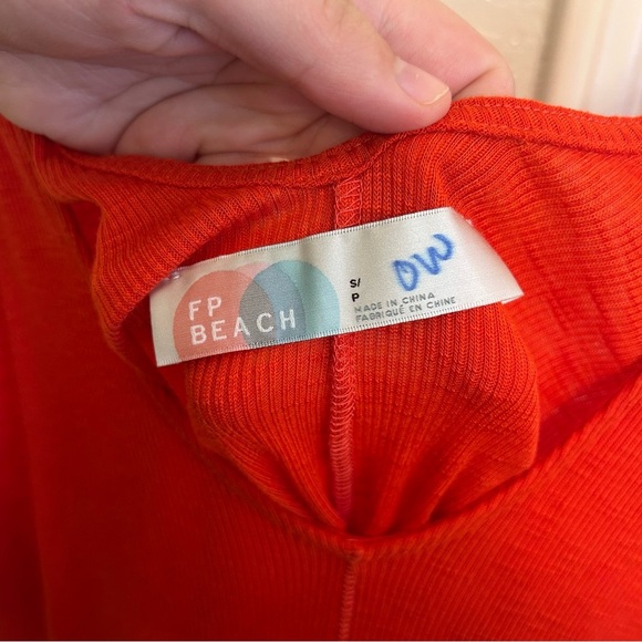 FP Beach by Free People Ribbed V-Neck Tank Dress Orange Red Size Small - Picture 4 of 11